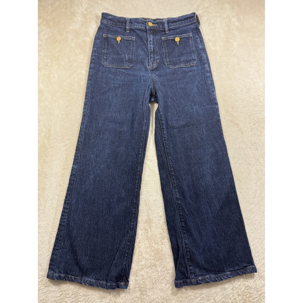 J.Crew Womens 96 Denim Trouser High Rise Wide Leg Indigo Jeans 28 Meas: 28x26.5